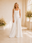 ChicSew Modern Square Neckline Sleeveless Crepe Long Wedding Jumpsuit With Pocket