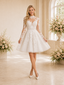ChicSew Elegant High Neck Long Sleeves Mini A-Line Lace Tulle Short Wedding Dresses Online