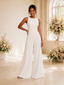 ChicSew Modern Jewel Sleeveless Crepe Floor-Length Wedding Jumpsuit