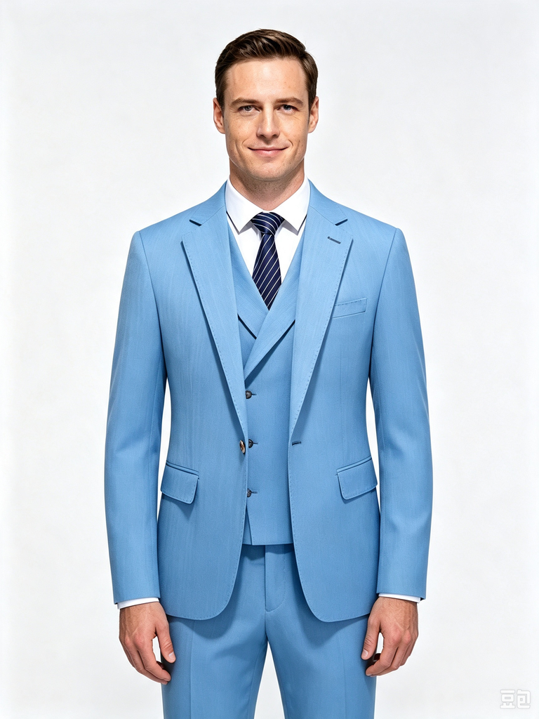 Classic 2 Piece Blue Men's Suit with Regular Fit and Sophisticated Peak Lapel