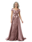 ChicSew Unique V-Neck Bow Waist Lace Silky Satin Mother Of The Bride Dresses With Overskirt