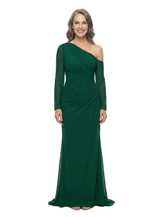 ChicSew One Shoulder Long Sleeve Floor Length Chiffon Formal Mother Of The Bride Dresses