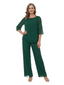 ChicSew Scoop 3/4 Sleeve Chiffon Two-Piece Mother of the Bride Pant Suit