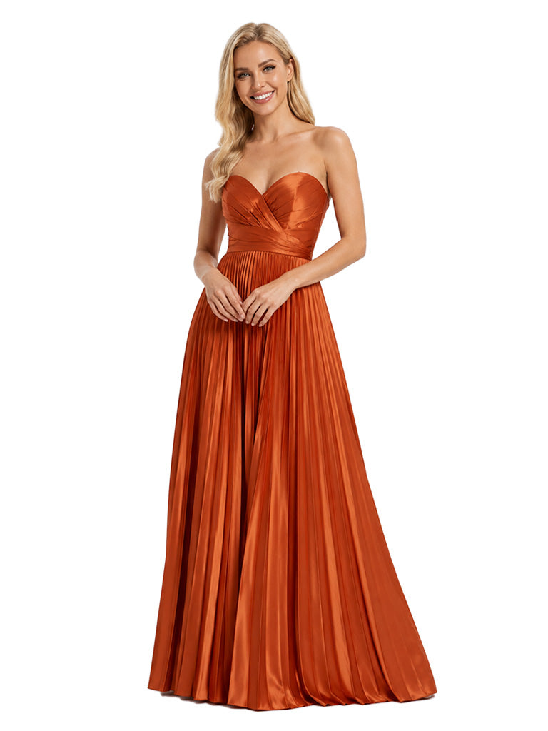 ChicSew Sweetheart Pleats Soft Satin A-Line Floor-Length Bridesmaid Dresses