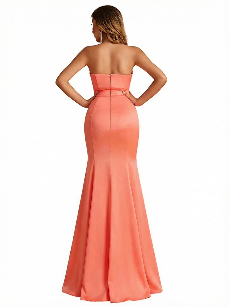 Sexy Sweetheart Mermaid Silky Satin Maxi Evening Dresses For Women