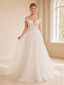 ChicSew Elegant Off The Shoulder V-Neck A-Line Floor-Length Lace Tulle Wedding Dresses