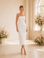ChicSew Sexy Strapless Sheath Tea-Length Sleeveless Crepe Wedding Dresses