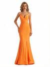 Trendy V-Neck Spaghetti Straps Jersey Mermaid Floor Length Evening Formal Dresses