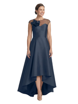 Chicsew Illusion Neckline Cap Sleeve High Low Satin Modern Mother of the Bride Dresses