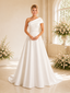 ChicSew Elegant Ruching Asymmetric Satin A-Line Wedding Dresses With Beading