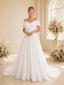 ChicSew Elegant Off The Shoulder Ruching Sleeveless Tulle A-Line Long Wedding Dress