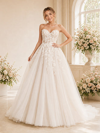 ChicSew Sweetheart A-Line Sleeveless Lace Tulle Maxi Long Wedding Dresses