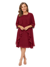 ChicSew Classy Beaded Chiffon Mother Of The Bride Dresses With Jacket Knee Length Two Piece A Line Wedding Guest Dress