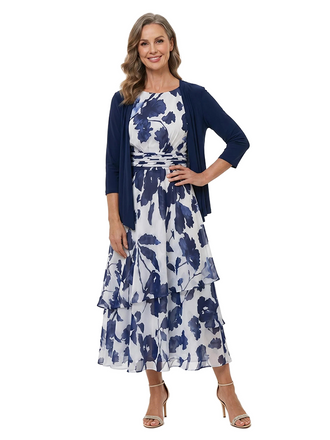 ChicSew Elegant Two Piece Chiffon A-Line Mother Of The Bride Dresses With Jacket