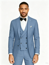 Classic 3 Piece Dusty Blue Men's Suit with Regular Fit and Sophisticated Peak Lapel
