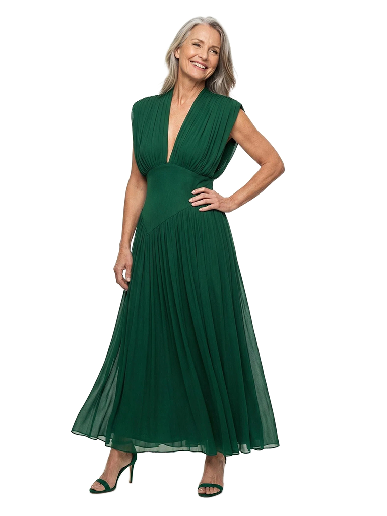 ChicSew V-Neck Flowy Chiffon Ankle Length Formal Evening Gowns