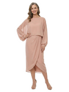 ChicSew Sabrina Long Sleeve Chiffon Sheath Tea-Length Mother Of The Bride And Groom Dresses