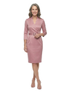 ChicSew V-Neck 3/4 Sleeve Satin Sheath Knee Length Fancy Mother of the Bride Dress
