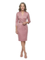 ChicSew V-Neck 3/4 Sleeve Satin Sheath Knee Length Fancy Mother of the Bride Dress