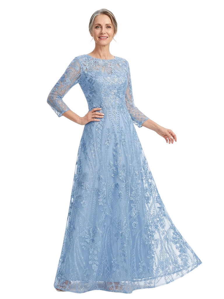 ChicSew Modern Lace A-Line Mother Of The Groom Gowns With Illusion Long Sleeves