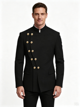 Classic 2 Piece Black Men's Suit with Regular Fit and Sophisticated Peak Lapel