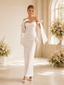 ChicSew Classy Satin Sheath Spaghetti Straps Floor-Length Wedding Dresses With Bow Knot Straps