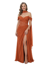ChicSew Off Shoulder Sweetheart Boning Side Slit Chiffon Mermaid Mother Of The Groom Dress