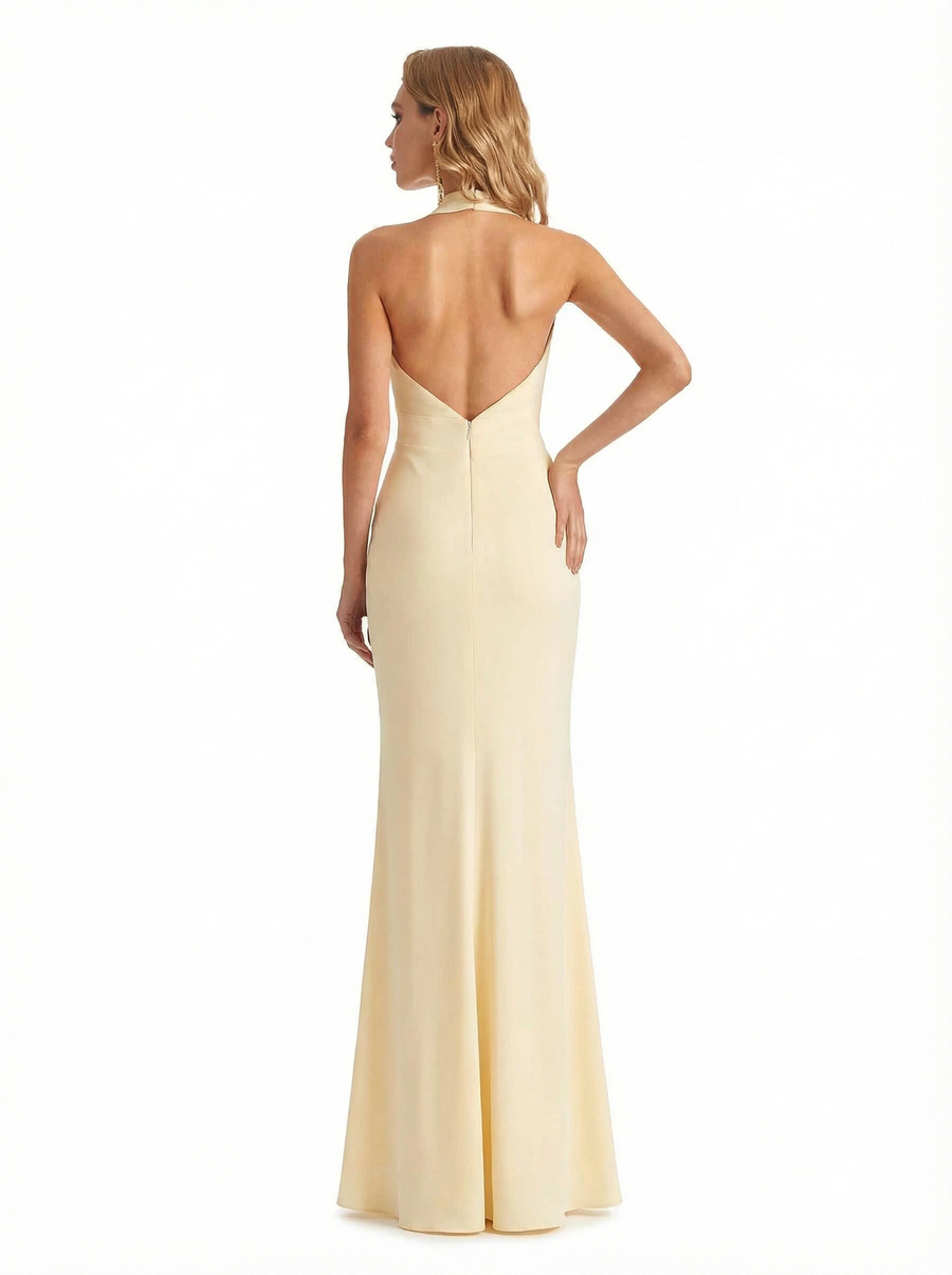 Sexy V-neck Side Slit Jersey Mermaid Floor Length Evening Formal Dresses