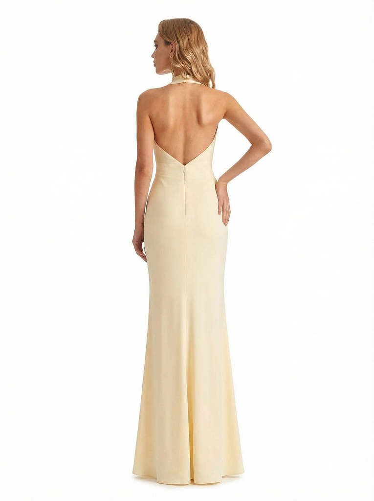 Sexy V-neck Side Slit Jersey Mermaid Floor Length Evening Formal Dresses