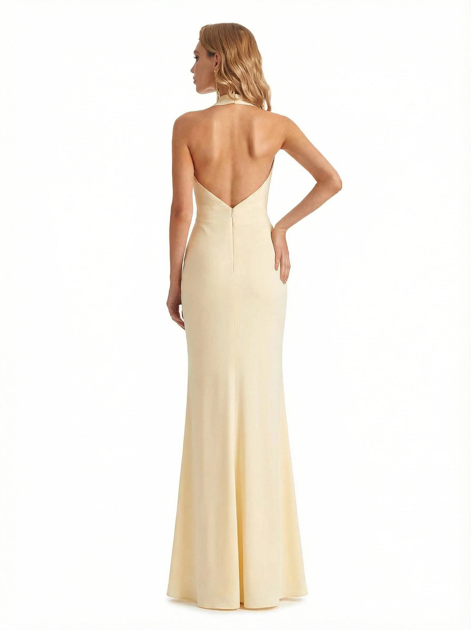 Sexy V-neck Side Slit Jersey Mermaid Floor Length Evening Formal Dresses