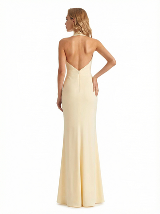 Sexy V-neck Side Slit Jersey Mermaid Floor Length Evening Formal Dresses