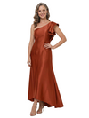 ChicSew One Shoulder Ruffle Mother Of The Groom Dress Satin High Low Hemline Fancy Attire