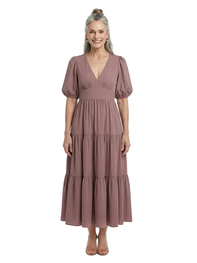 ChicSew V-Neck Short Sleeve Tea Length Chiffon Casual Mother Of The Bride Dresses