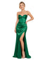 ChicSew Sweetheart Side Slit Boning Soft Satin Mermaid Ruched Floor Bridesmaid Dresses