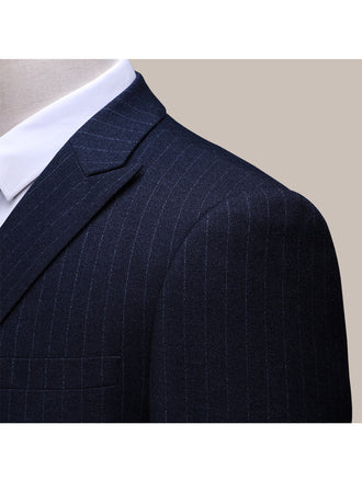 Dark navy Men's Casual 3 Piece Suit Plaid Notch Lapel Flat Tuxedos Set CN516