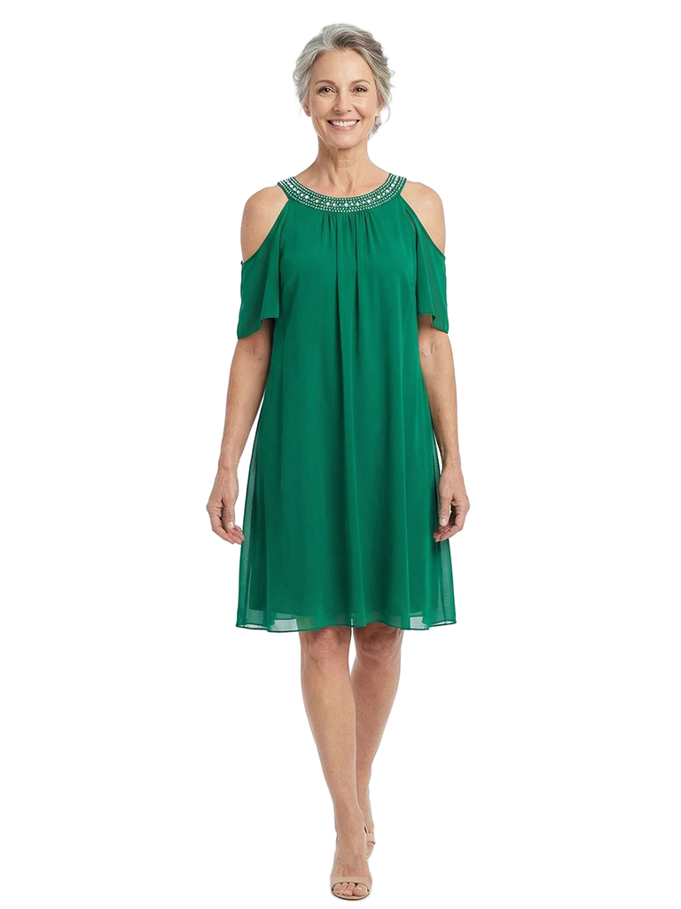 ChicSew Modern Cold Shoulder Chiffon Plus Size Mother Of The Bride Dresses That Hide Belly