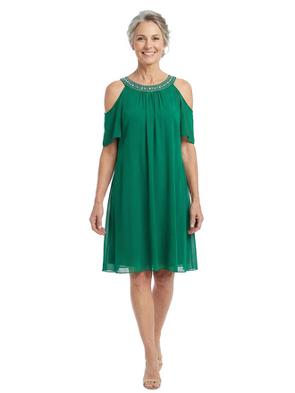 ChicSew Modern Cold Shoulder Chiffon Plus Size Mother Of The Bride Dresses That Hide Belly