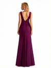 Elegant V-neck Sleeveless Side Slit Jersey Mermaid Floor Length Evening Formal Dresses