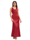 Sexy Mermaid V Neck Soft Satin Ankle-Length Maxi Bridesmaid Dresses Online