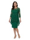 ChicSew Modern Sheath 3/4 Sleeves Chiffon Mother Of The Groom Dress With Lace Applique Knee Length