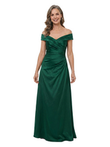 ChicSew Off The Shoulder Floor-Length Ruched A-Line Satin Mother Of The Groom Dresses Classic Fit