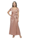 ChicSew Fancy Square Short Sleeves Ruched Bow Knot Satin Mermaid Mother Of The Groom Evening Gowns