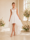 ChicSew Beautiful Illusion Cap Sleeves Lace Tulle A-Line High-Low Wedding Dresses