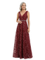ChicSew V-Neck Sequins Lace Applique Beaded Waist Floor Length Chiffon Formal Gown Mother Of The Bride Dresses
