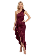ChicSew Fancy One Shoulder Soft Satin Mermaid Asymmetric Bridesmaid Dresses With Ruffled