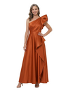 ChicSew One Shoulder Ruffles Satin Floor-Length A-Line Mother of the Bride Dress