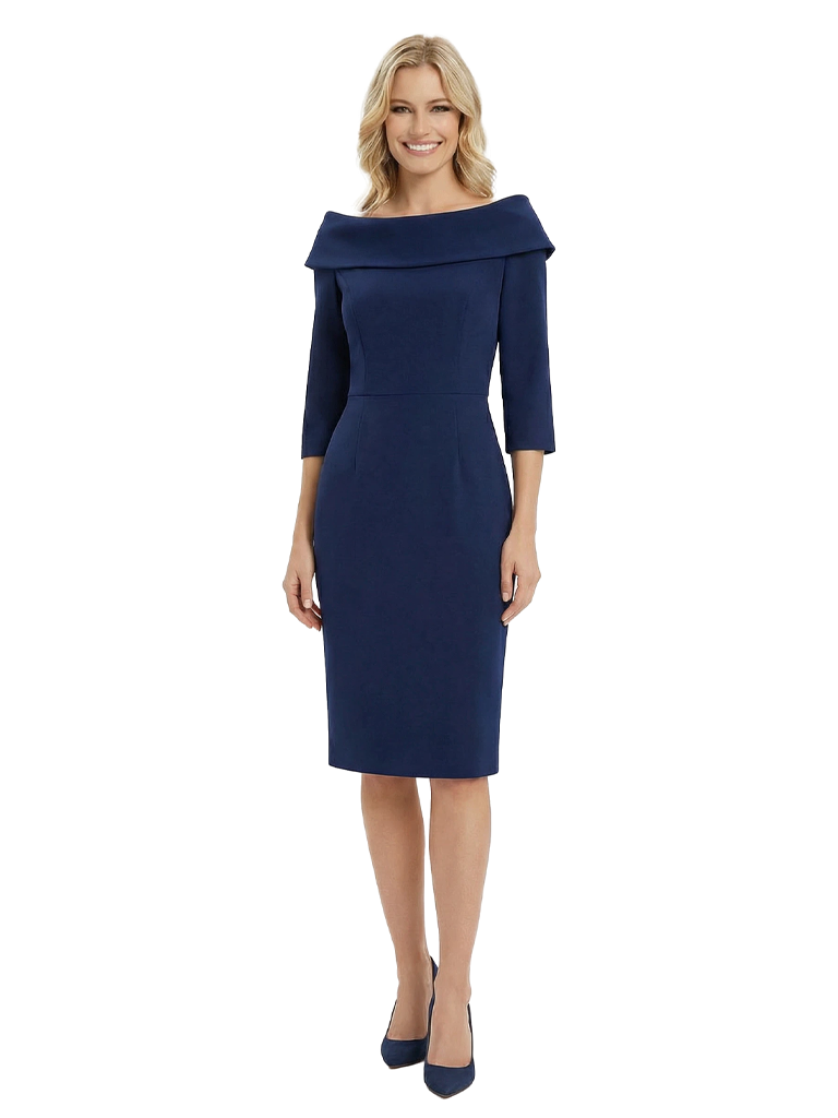 Chicsew Elegant 3/4 Sleeves Sheath Slit Knee-Length Mother Of The Bride Dress