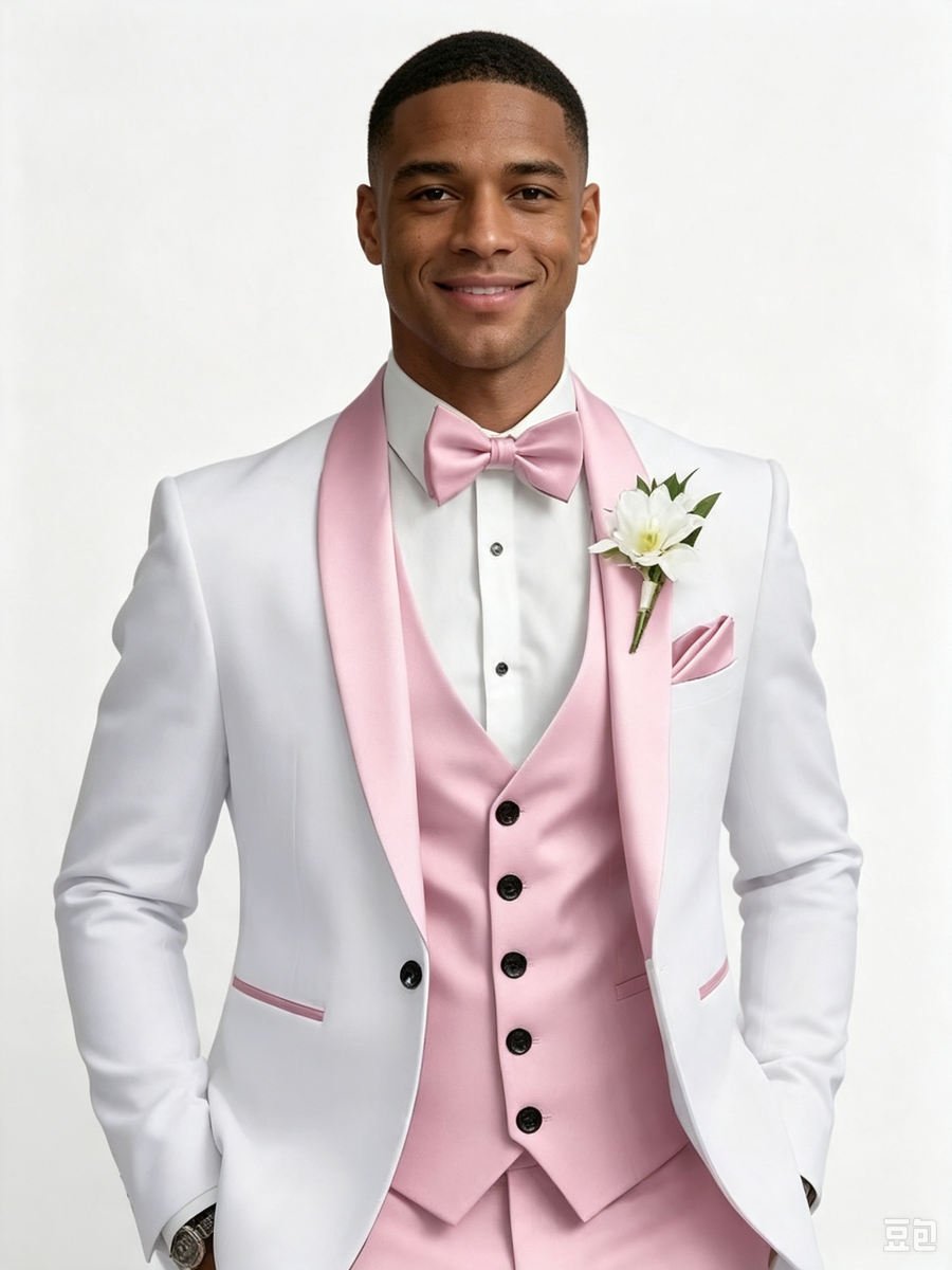 Color Blocking 2 Piece Men's Suit with Regular Fit and Sophisticated Peak Lapel
