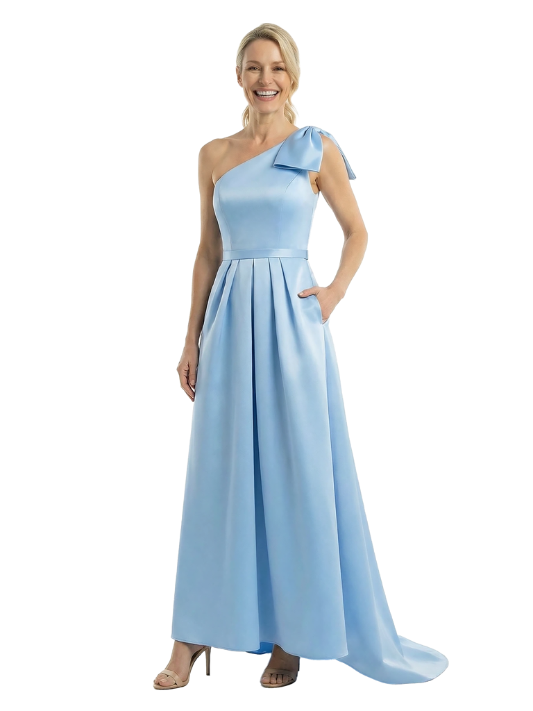 Chicsew Stylish One Shoulder High-Low Satin A-line Mother of The Bride Dresses