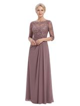 ChicSew Jewel Long Sleeves A-line Chiffon Lace Bodice Mother Of The Bride Dress